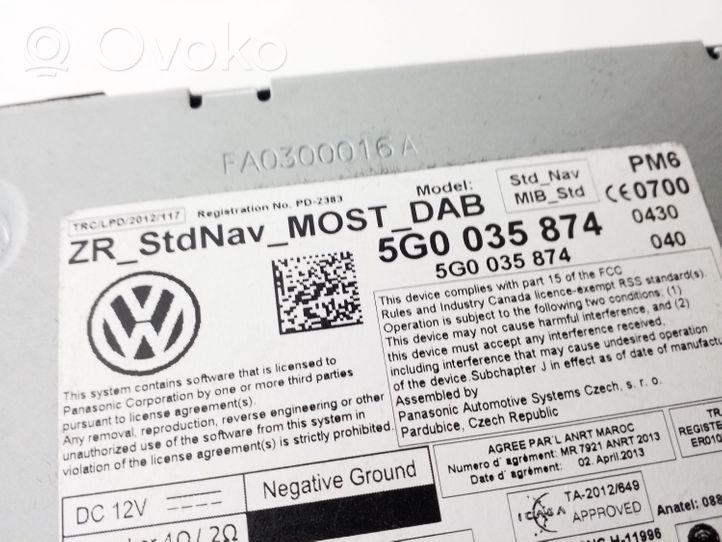 Volkswagen Golf VII Unité de navigation Lecteur CD / DVD 5G0035874