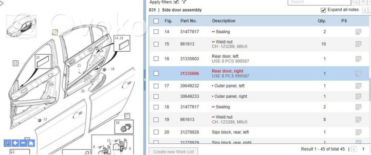 Volvo S80 Rear door 31218049