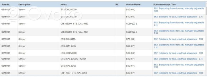 Volvo V60 Moduł / Sterownik fotela 6815937