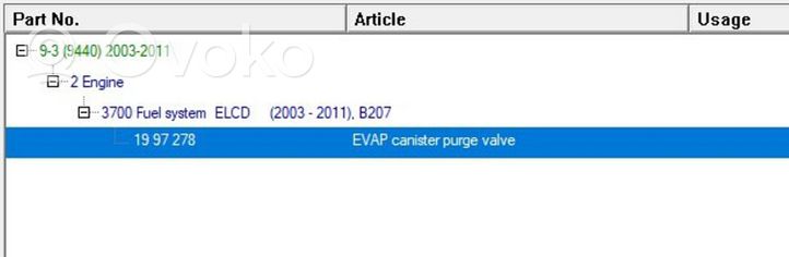 Saab 9-3 Ver2 Valvola di depressione sul supporto motore 1997278