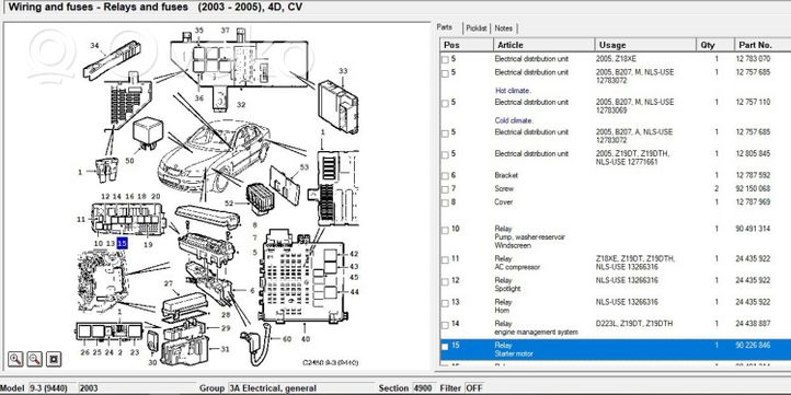 Saab 9-3 Ver2 Relè lampeggiatore d'emergenza 90226846