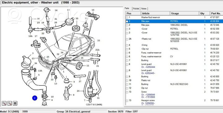 Saab 9-3 Ver1 Zbiornik płynu spryskiwaczy lamp 4380804