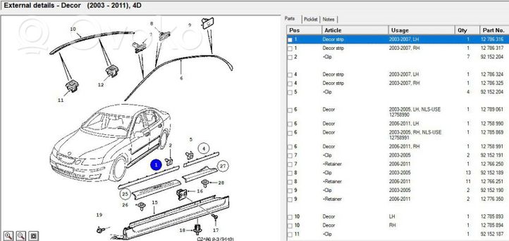 Saab 9-3 Ver2 Rivestimento della portiera anteriore (modanatura) 12786316