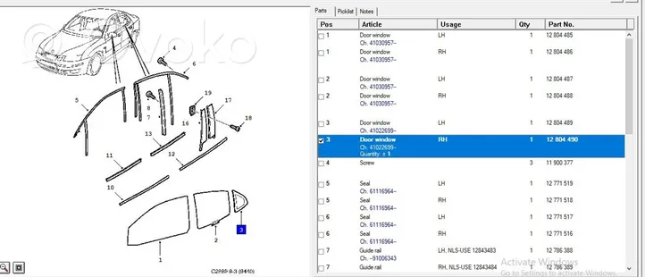 Saab 9-3 Ver2 Finestrino/vetro retro 12792108