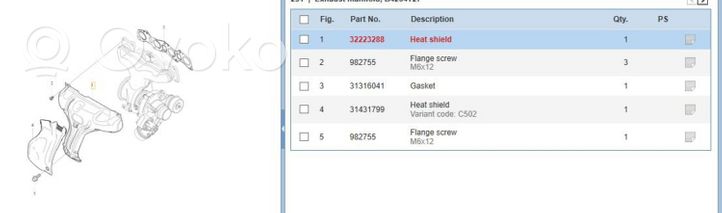 Volvo S60 Heat shield in engine bay 32223288