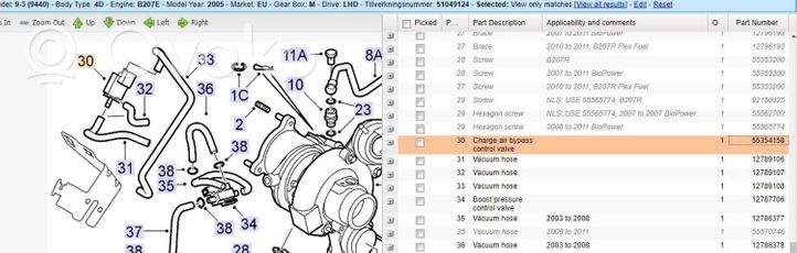 Saab 9-3 Ver2 Valvola di depressione sul supporto motore 55354158