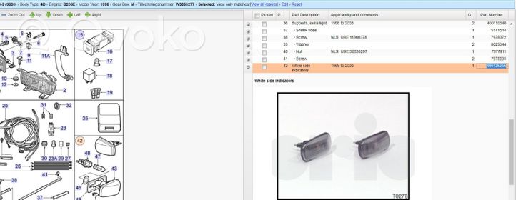 Saab 9-5 Indicatore di direzione anteriore 400126256