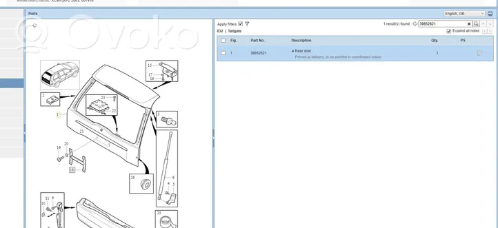 Volvo XC90 Tylna klapa bagażnika 39852821
