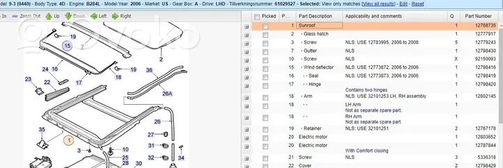 Saab 9-3 Ver2 Set tettuccio apribile 12768735