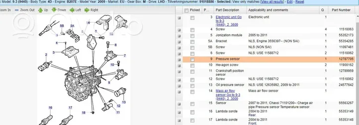 Saab 9-3 Ver2 Sensore di pressione 12787705