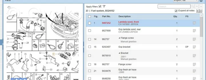 Volvo S80 Lambda probe sensor 9497252