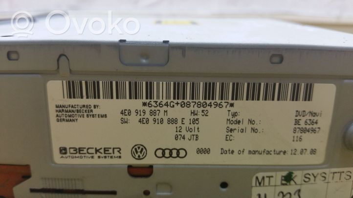 Audi A6 Allroad C6 Unité de navigation Lecteur CD / DVD 4E0919887M