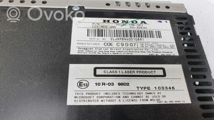 Honda Insight Panel / Radioodtwarzacz CD/DVD/GPS 39100TM8G01