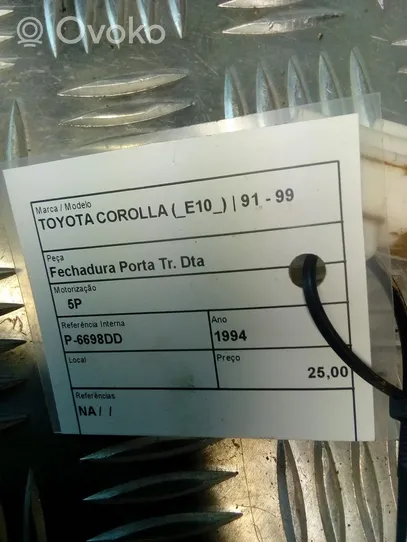 Toyota Corolla E100 Serrure de porte arrière 