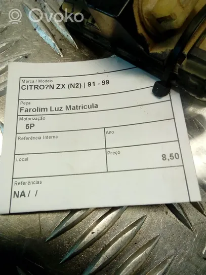 Citroen ZX Éclairage de plaque d'immatriculation 