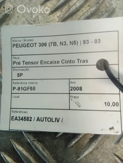 Peugeot 306 Ceinture de sécurité arrière 