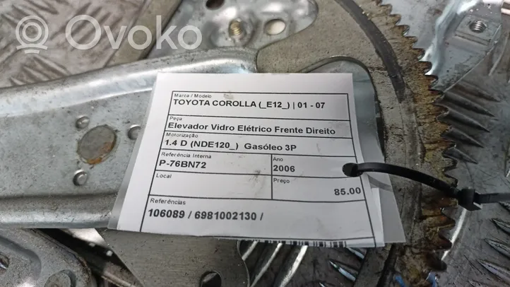 Toyota Corolla E120 E130 Mechanizm podnoszenia szyby przedniej bez silnika 