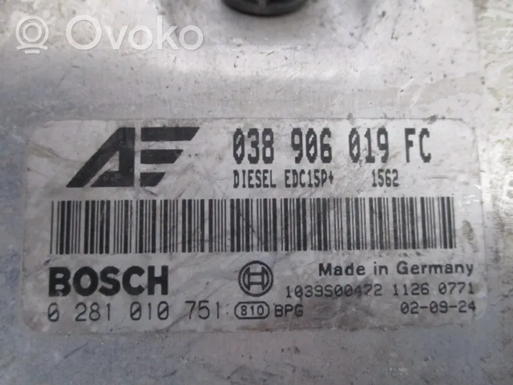 Volkswagen Sharan Motora vadības bloka ECU 038906019FC