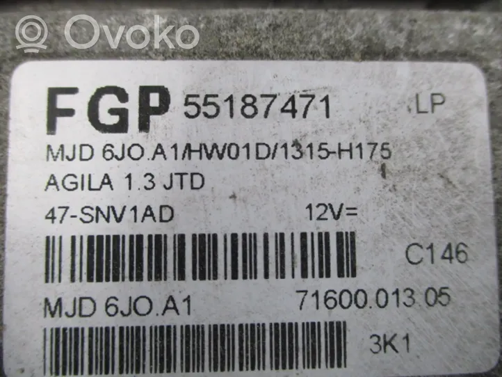 Opel Agila A Komputer / Sterownik ECU silnika 55187471