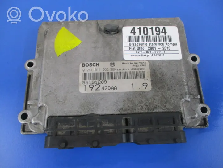 Fiat Stilo Centralina/modulo motore ECU 55191209