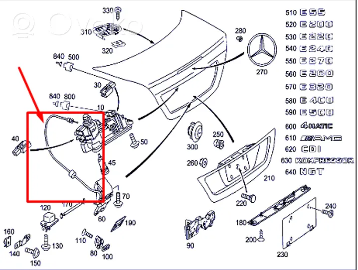 Mercedes-Benz E W211 Cavo maniglia portiera di carico 22991080