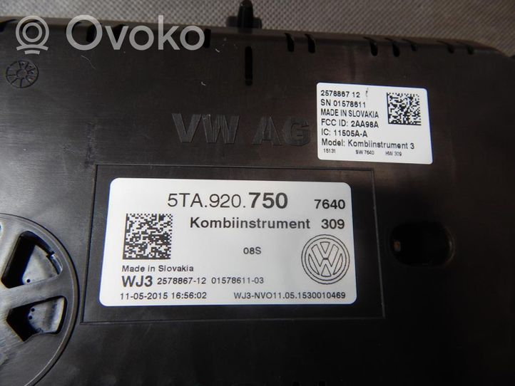 Volkswagen Touran III Tachimetro (quadro strumenti) 5TA920750