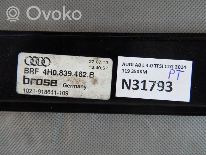 Audi A8 S8 D4 4H Meccanismo di sollevamento del finestrino posteriore senza motorino 4H0839462B