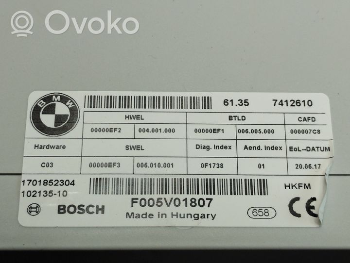 BMW X1 F48 F49 Bagažinės dangčio valdymo blokas 7412610