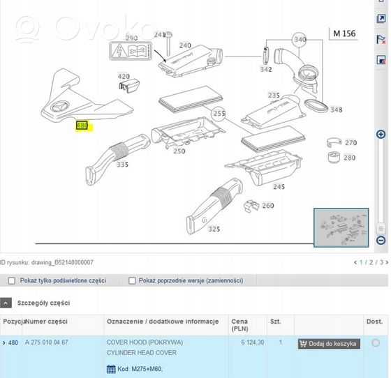 Mercedes-Benz SL AMG R230 Couvercle cache moteur A2750100467