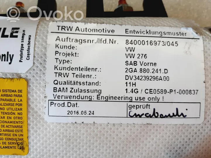 Volkswagen T-Roc Poduszka powietrzna Airbag fotela 2GA880241D