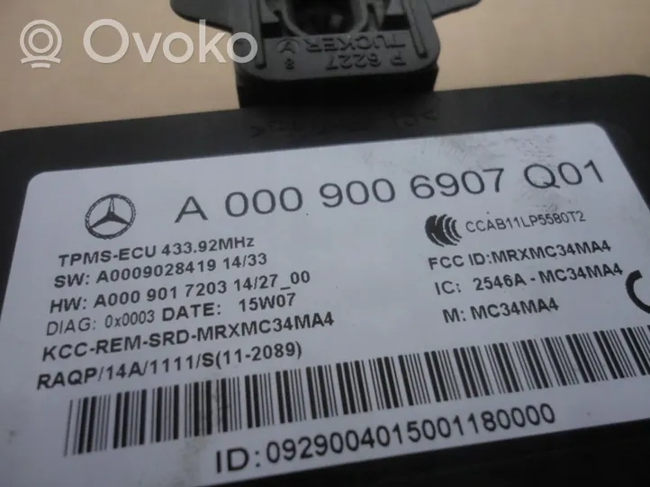 Mercedes-Benz S W222 Sterownik / Moduł kontroli ciśnienia w oponach A0009006907