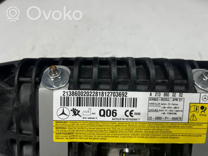 Mercedes-Benz E W213 Poduszka powietrzna Airbag pasażera A2138600202