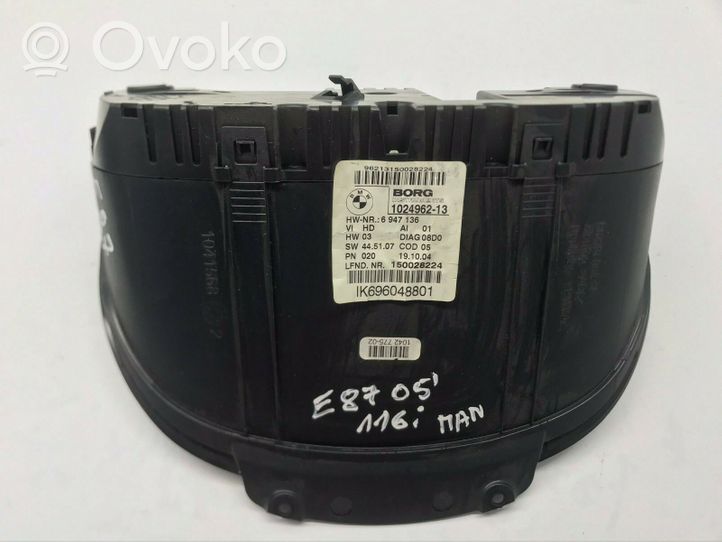 BMW 1 E81 E87 Tachimetro (quadro strumenti) 102496213