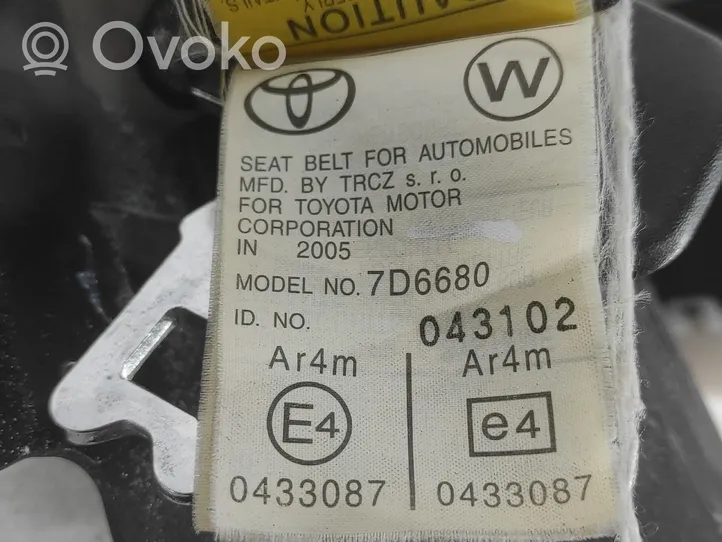 Toyota Corolla Verso E121 Ceinture de sécurité (3ème rang) 