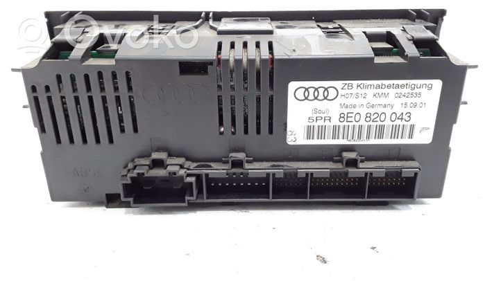 Audi A4 S4 B6 8E 8H Ilmastoinnin ohjainlaite 8E0820043