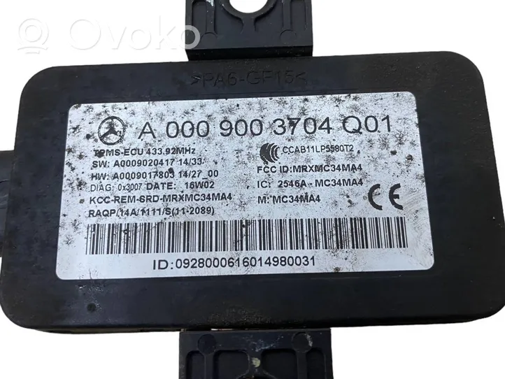 Mercedes-Benz A W176 Riepu spiediena sensors A0009003704