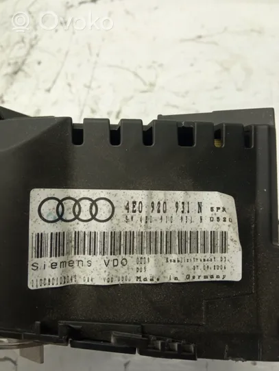 Audi A8 S8 D3 4E Tachimetro (quadro strumenti) 