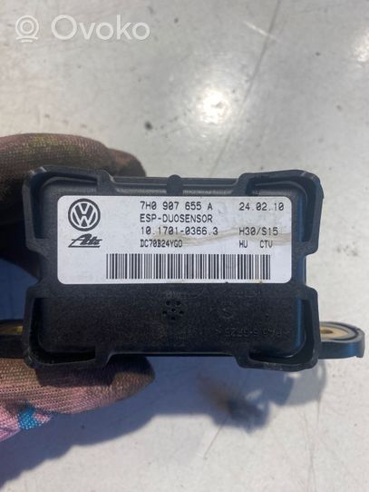 Volkswagen PASSAT B7 Vakaajan pitkittäiskiihtyvyystunnistin (ESP) 7H0907655A