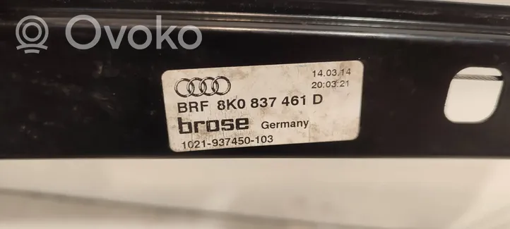 Audi A4 S4 B8 8K Etuikkunan nostomekanismi ilman moottoria 8K0837461D