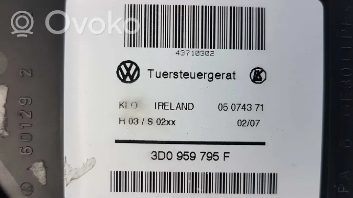 Volkswagen Touareg I Takaoven ikkunan nostomoottori 3D0959795F