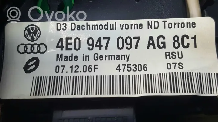 Audi A8 S8 D3 4E Éclairage lumière plafonnier avant 4E0907135A