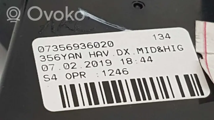 Fiat Tipo Dysze / Kratki środkowego nawiewu deski rozdzielczej 07356936020