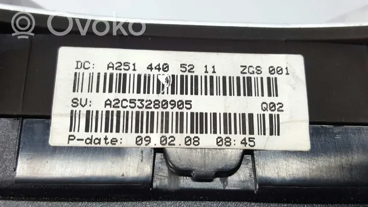 Mercedes-Benz ML W164 Tachimetro (quadro strumenti) A2514405211