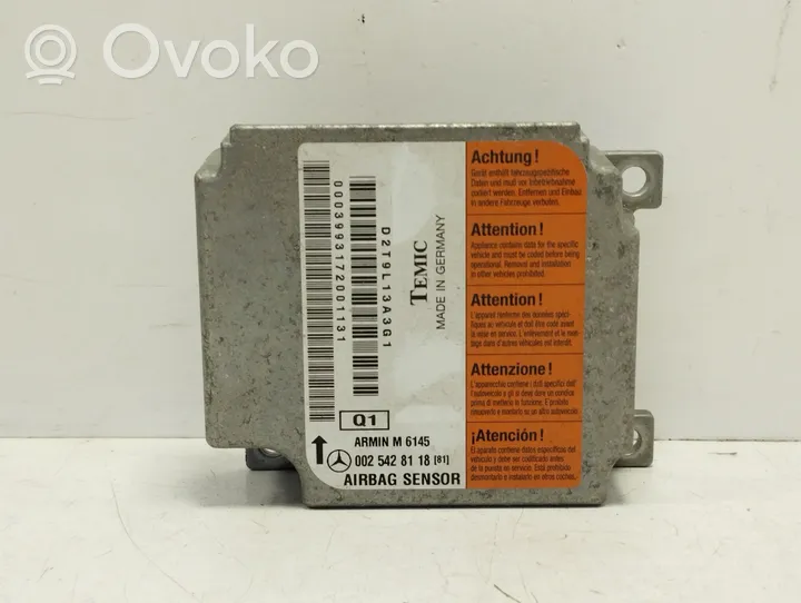 Mercedes-Benz ML W163 Airbag control unit/module 0025428118