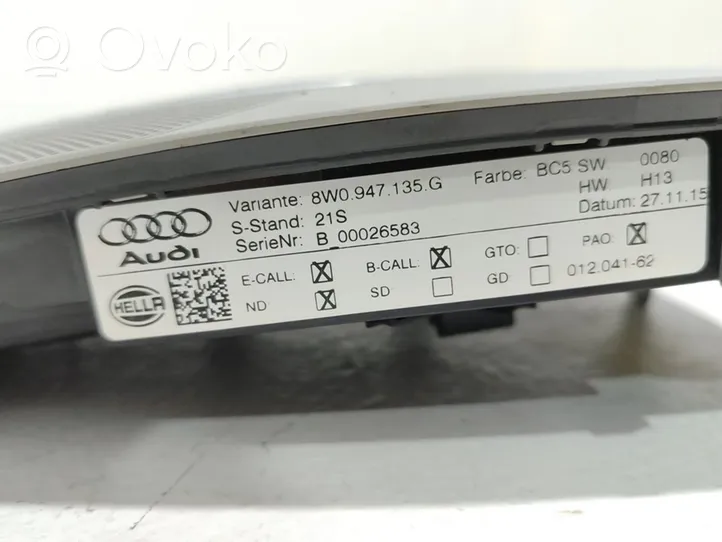 Audi A4 S4 B8 8K Kattokonsolin valaisinyksikön koristelista 8W0947135G