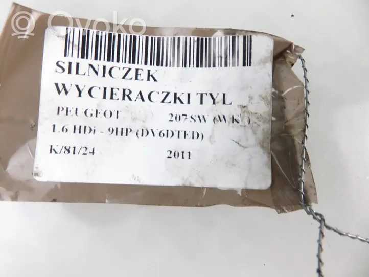 Peugeot 207 Silniczek wycieraczki szyby tylnej 