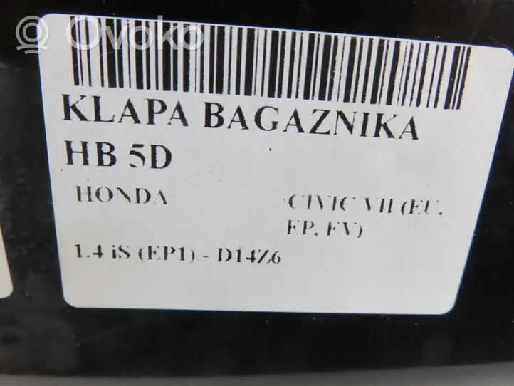 Honda Civic Tylna klapa bagażnika 