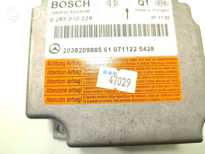 Mercedes-Benz CLC CL203 Centralina/modulo airbag 2038209885