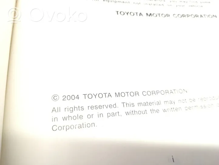 Toyota Corolla E120 E130 Carnet d'entretien d'une voiture --