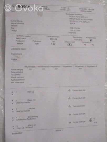 Renault Koleos II Injecteur de carburant 0445110728